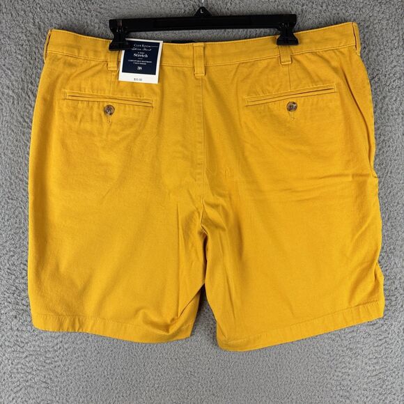 Club Room Mens Chino Shorts 38X9 Gold Khakis Flat Front 4 Way Stretch - Picture 6 of 11